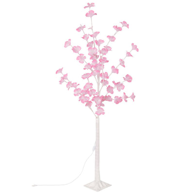 Pom Decorativ 165cm, Brad Artificial de Craciun, cu Lumina LED Alb Cald, Model Floare Roz, pentru Interior si Exterior Engros
