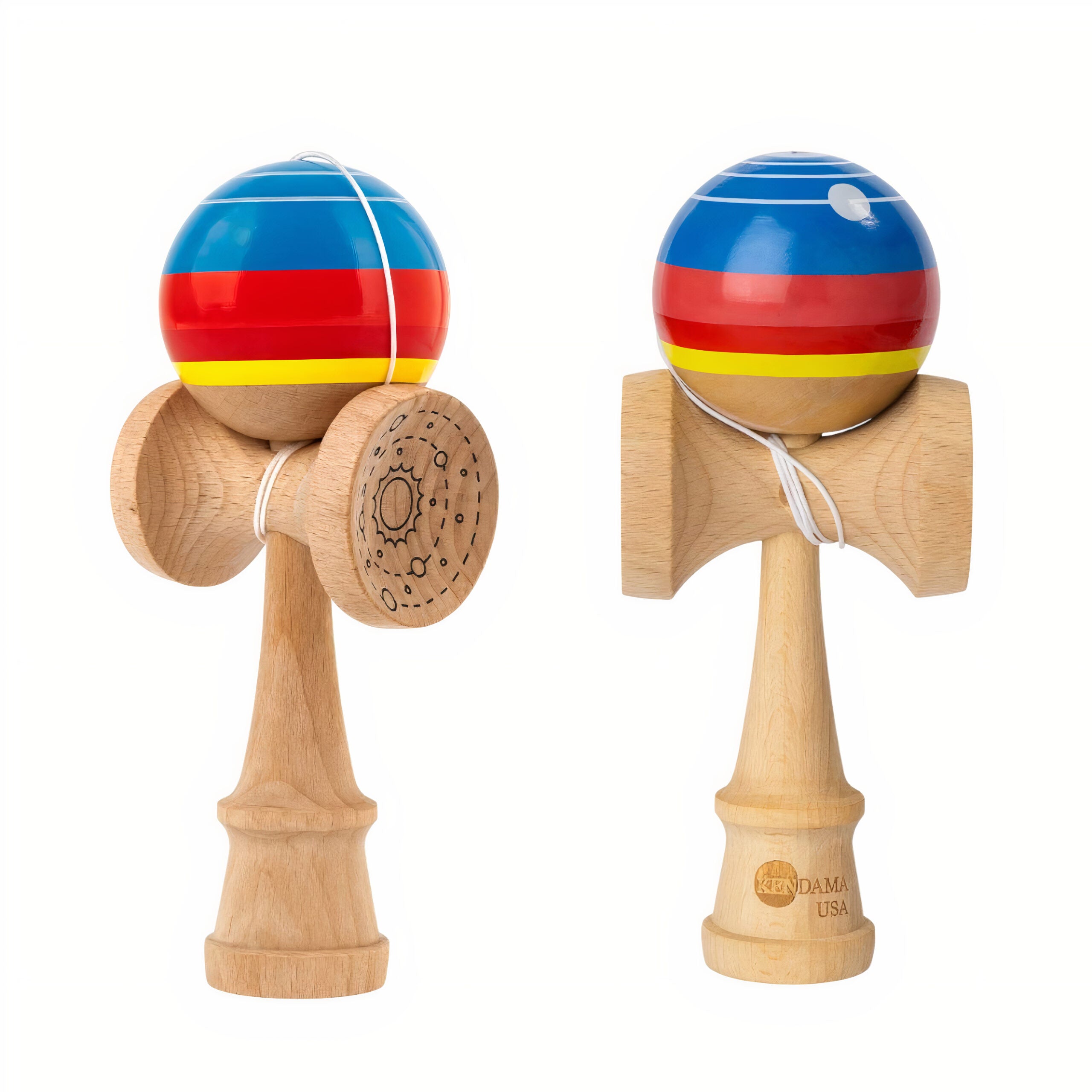 Kendama din Lemn 19cm, cu Minge Lucioasă Colorată Cupă cu Model Gravat Engros