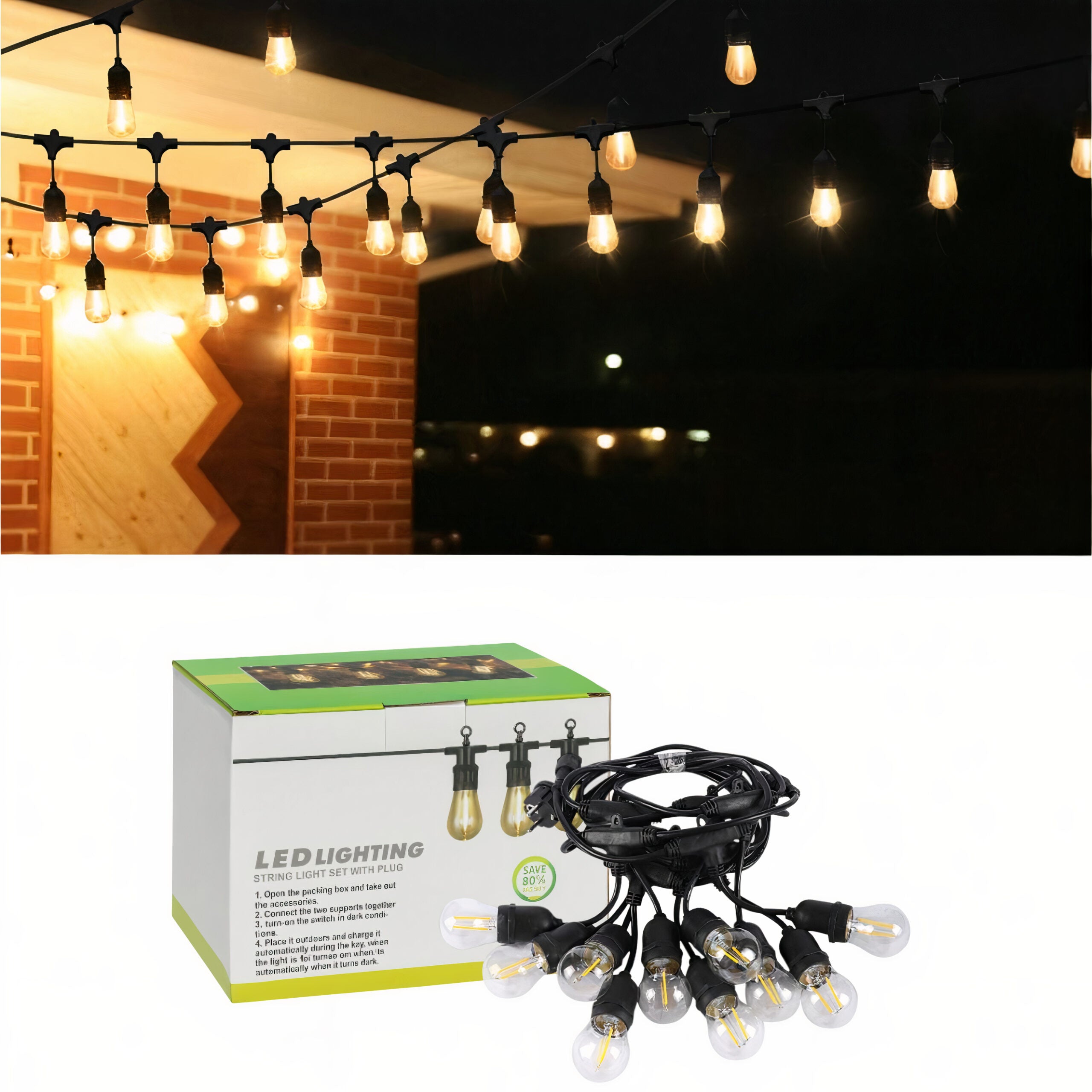 Ghirlanda Luminoasa LED 5m cu 10 Becuri, Lumină Caldă Conectabila prin Serie Engros