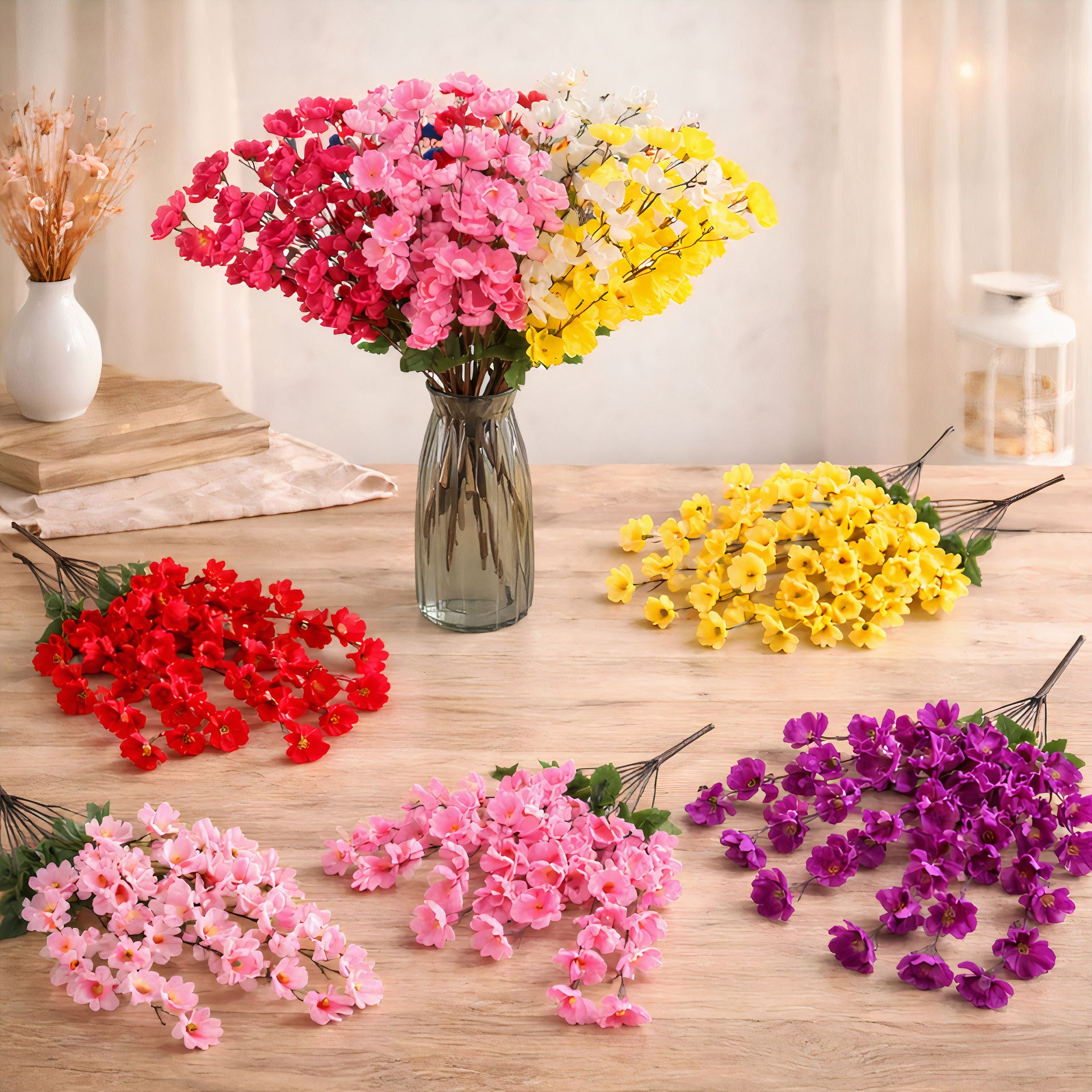 Flori Artificiale 2/set Tip Floare de Cireș 60cm, Diferite Culori Engros