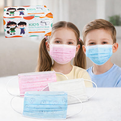Măști de Protecție 50/set pentru Copii, Ajustabile 13.5x9cm Diferite Culori Engros