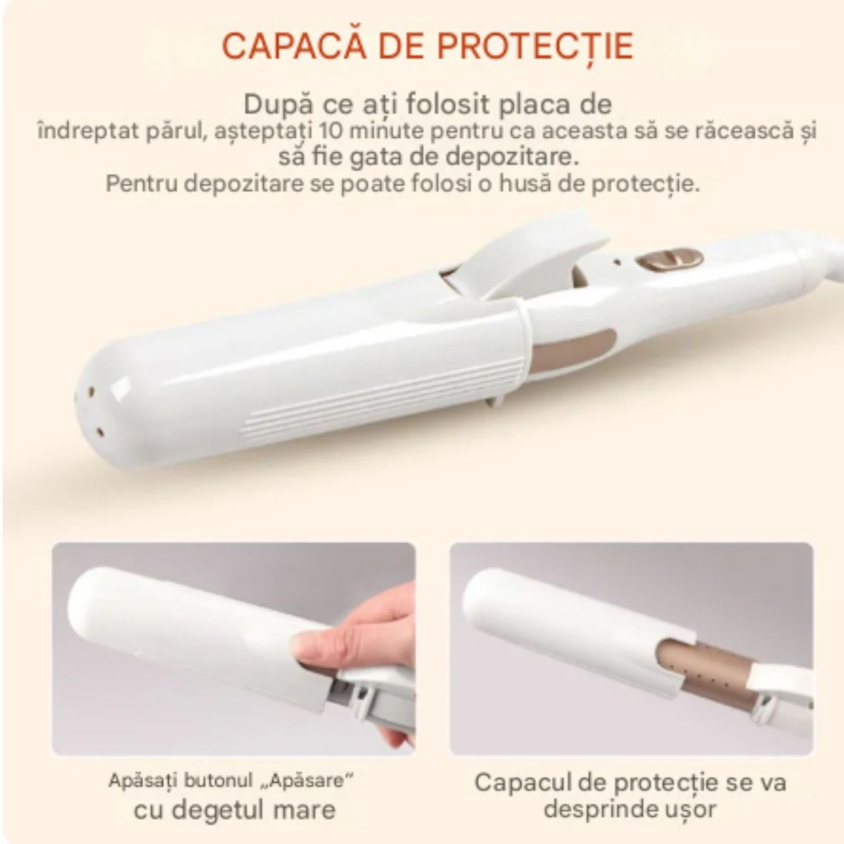 Ondulator Profesional 2în1, cu Placă de Îndreptat și Ondulat Păru 25cm Capac de protectie Engros