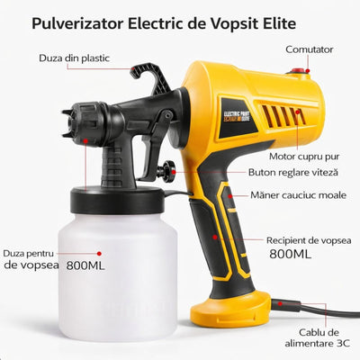 Pistol de Vopsit 30×28×12cm Electric 400W, cu Recipient 800ml Aerograf și Pâlnie Inclusă Engros