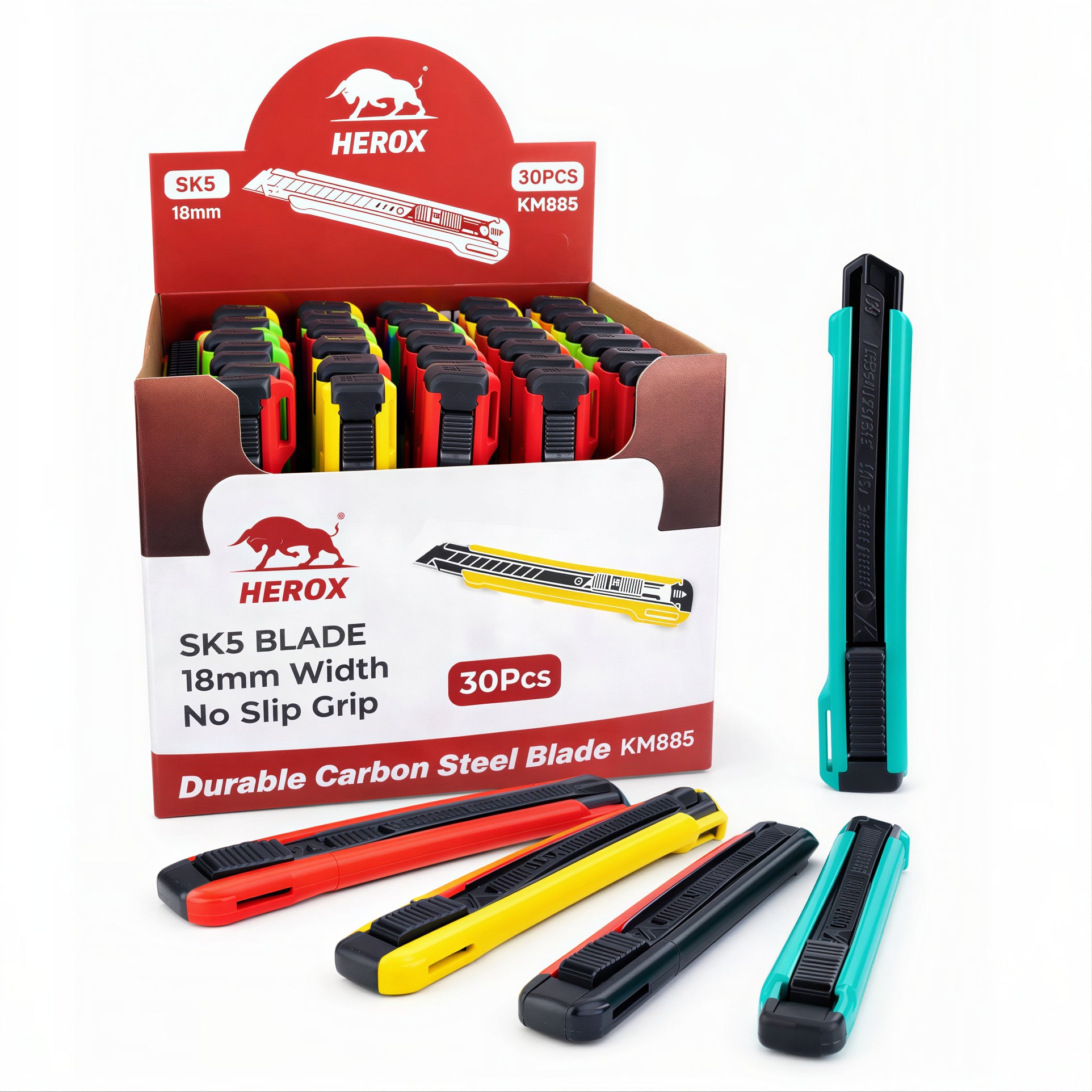 Cutter 15cm cu Lama Retractabila 18mm, Diferite Culori 30/set Engros