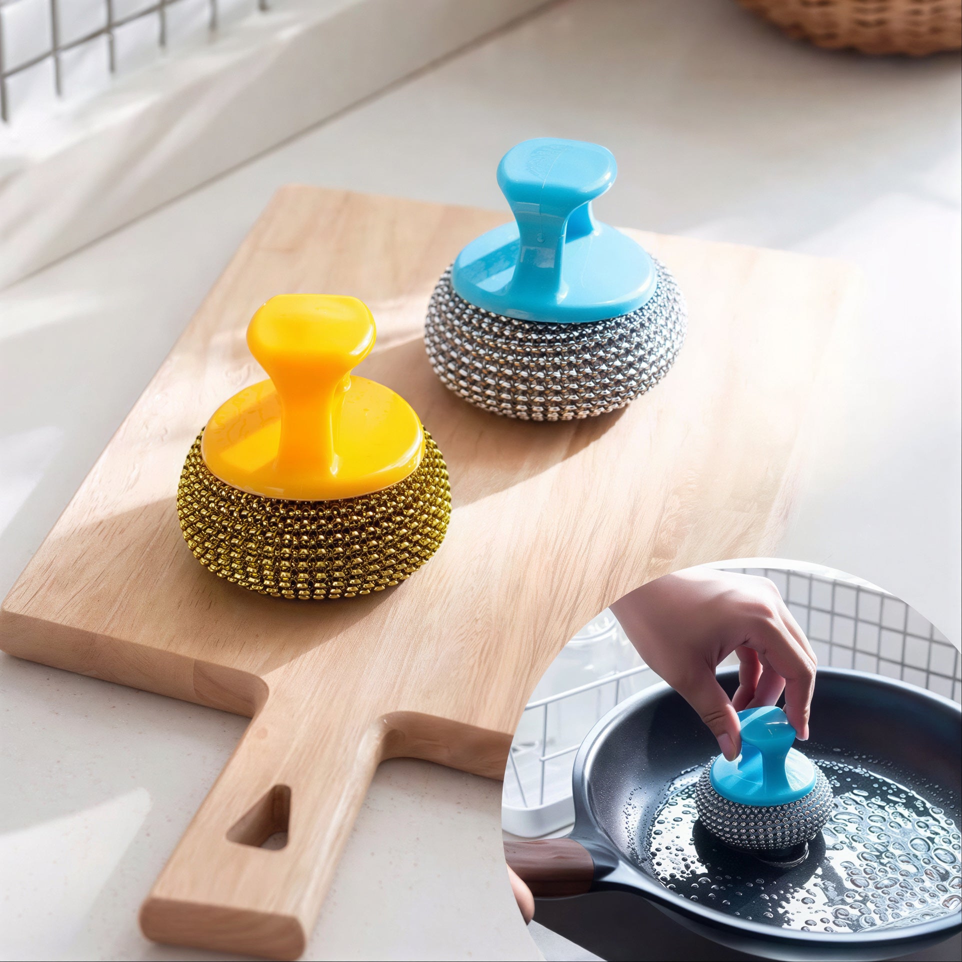 Bureti de Sarma Inox, pentru Curatare 12/set cu Maner Engros