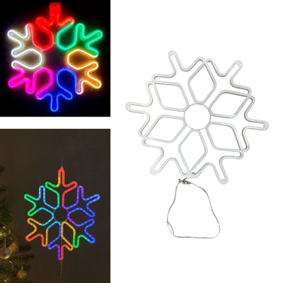Decoratiune Crăciun 60x60cm Model Fulg, cu Lumină LED Multicolora, din Silicon Ornament Suspendat Transparent Engros