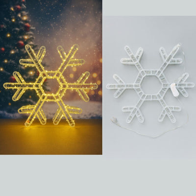 Decoratiune Crăciun 40x45cm Model Fulg 3D, cu Lumină LED Calda, Ornament Suspendat Transparent Engros