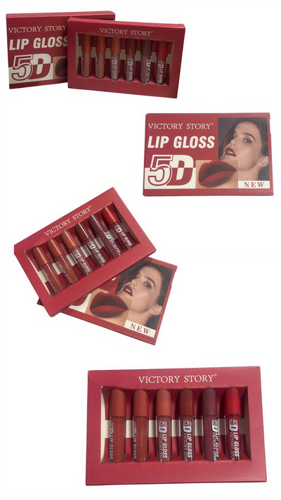 Gloss de Buze Lichid Mat 5D Diverse Culori 6/set Engros