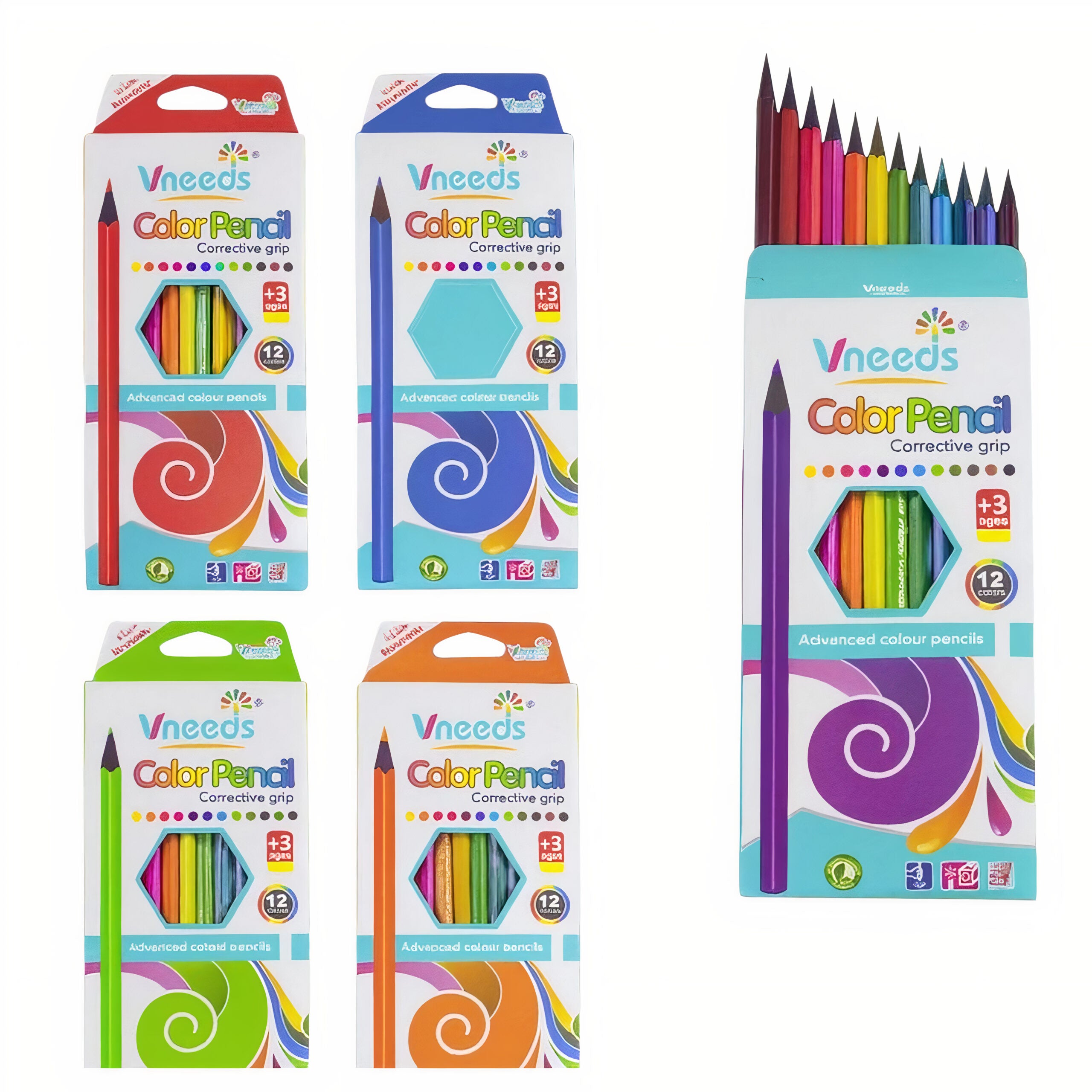 Creioane Colorate 17cm Clasice 12 Culori, din Lemn 12/set Diferite Culori Engros