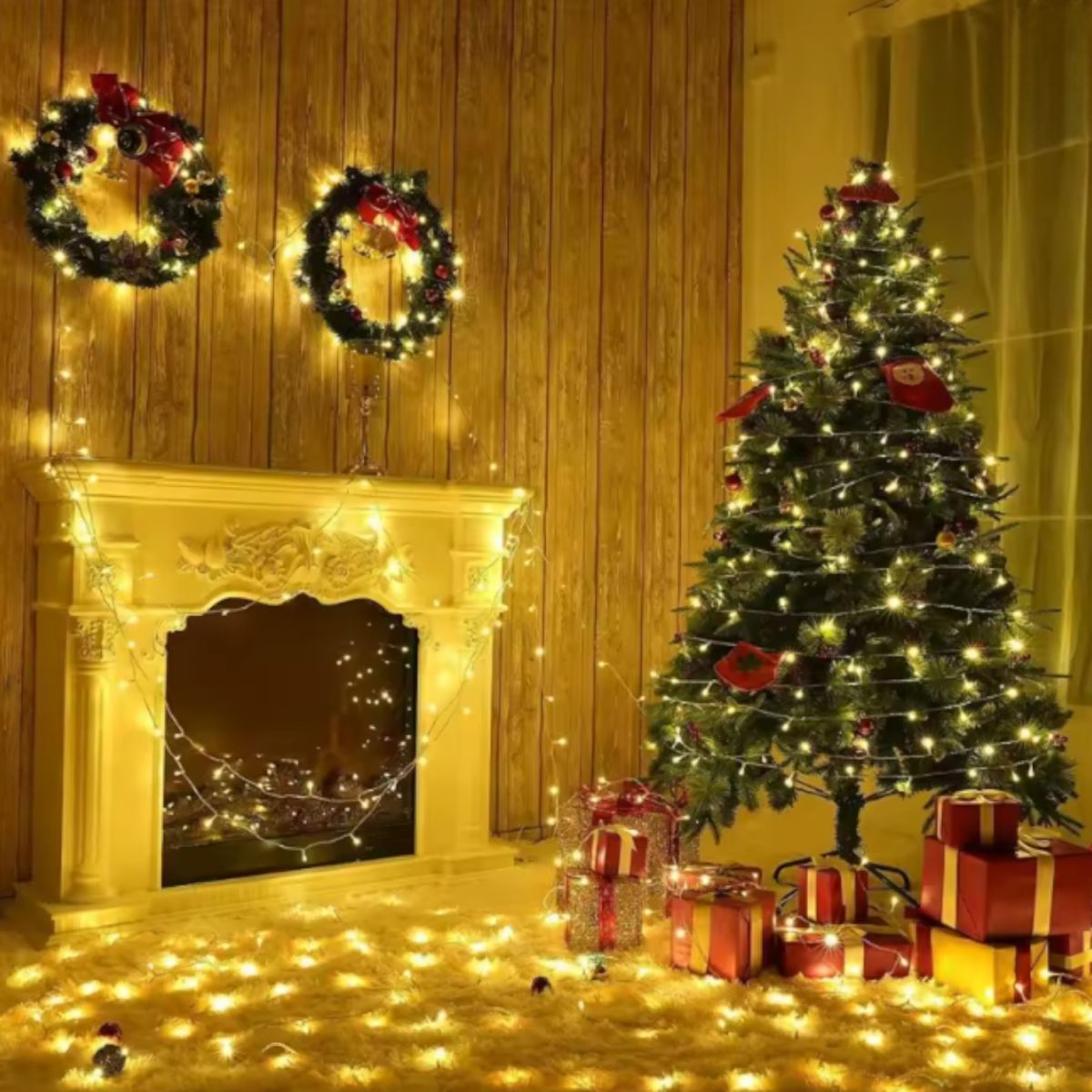Instalație LED 8m cu 100 MicroLED-uri, Fir Transparent, Lumină Alb Cald de Crăciun Engros