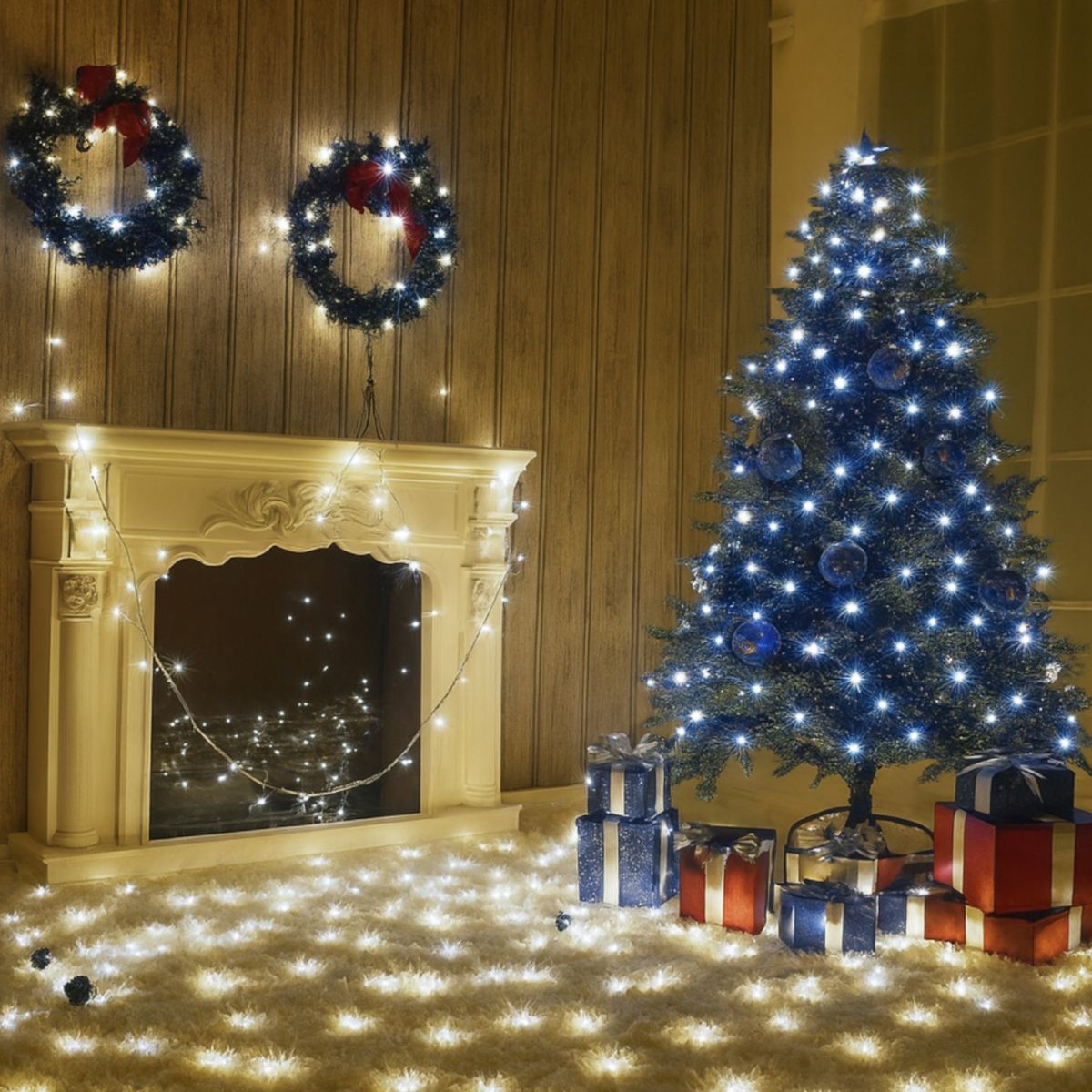 Instalație LED 8m cu 100 MicroLED-uri, Fir Transparent, Lumină Alb Rece de Crăciun Engros