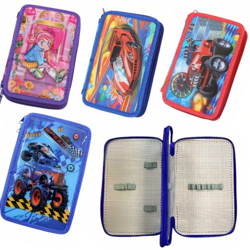 Penar pentru Scoala 20x14cm cu 2 Fermoare 3D Neechipat, Diferite Modele Engros