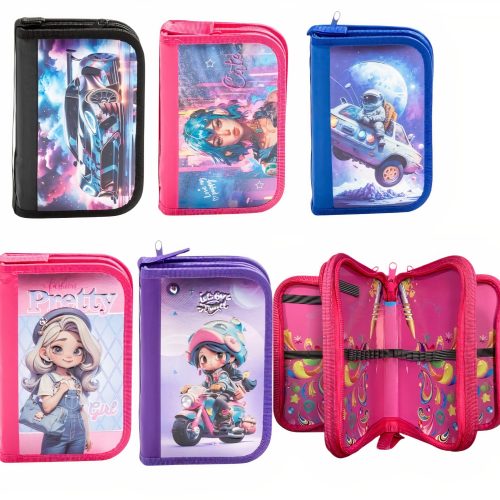 Penar pentru Scoala, 19x12cm cu 3 Fermoare, Neechipat, Diferite Modele Engros