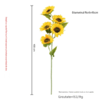 Floarea soarelui Artificial 5 Capete, pe Fir 100cm Engros
