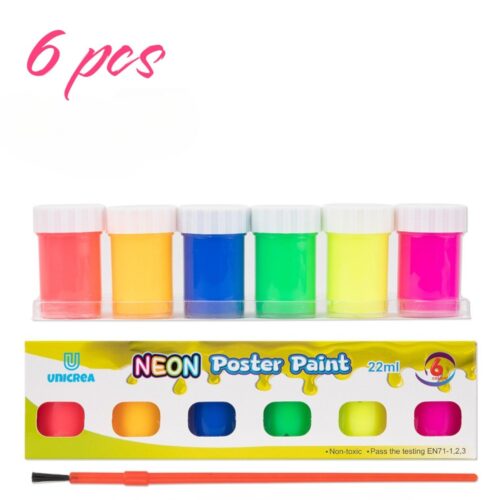 Acuarele la Borcan 22ml Neon 6/set, Diferite Culori cu Pensula Engros