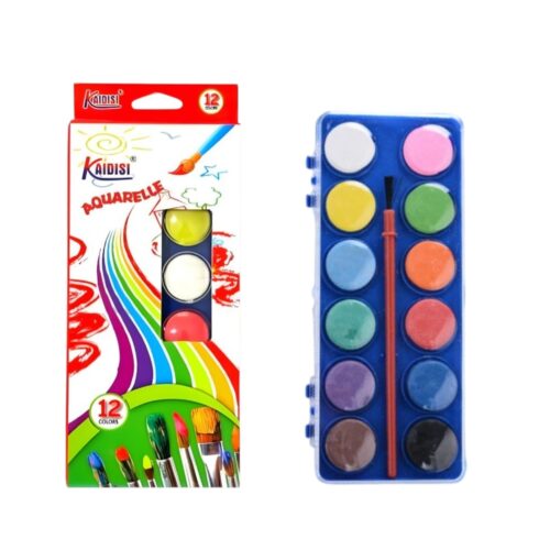 Acuarele pe Baza de Apa 12 Culori cu Pensula 12cm, Tip Pastila Mica Engros