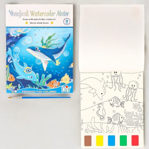 Caiet de Colorat 22x14cm Diferite Animatii, cu Pensula 16cm si Culori pe Baza de Apa Engros