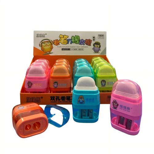 Ascutitori Colorate 16/set cu Guma de Sters 7cm, Forma Ovala Engros