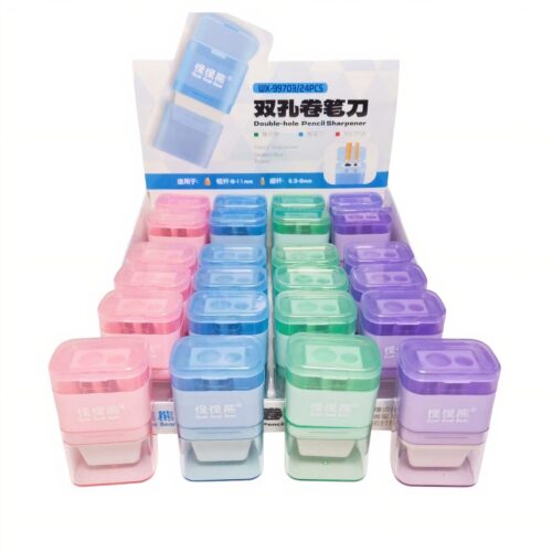 Ascutitori Colorate 24/set cu Guma de Sters 6cm, Forma Dreptunghiulara Engros