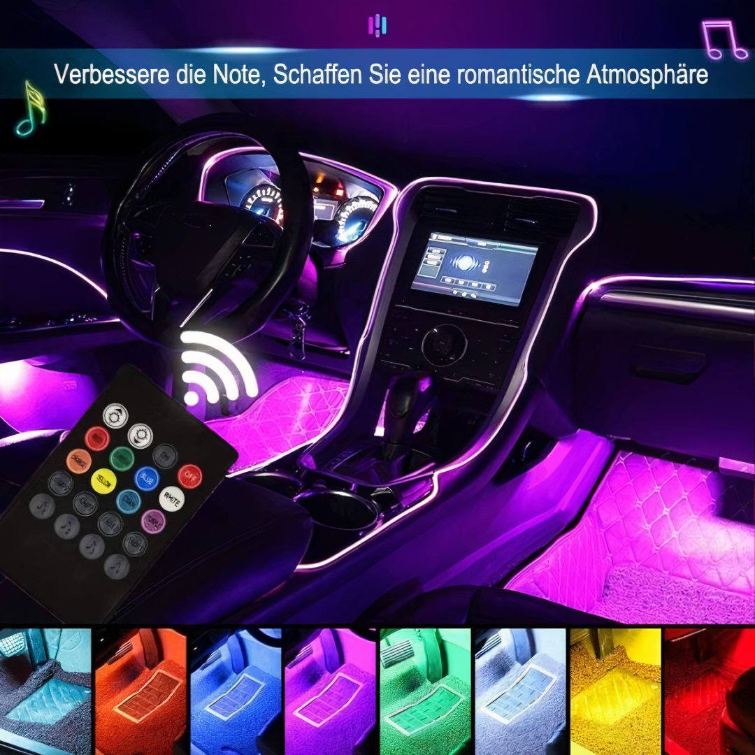 Proiectoare LED Interior Auto, Multicolor, Activare Sonora, Control Wireless, Rezistent la Apa, 12V, Telecomanda Engros