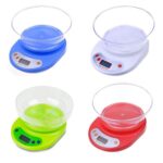 Cantar pentru Bucatarie 20x16cm cu Bol 5x17cm Greutate Max 5 Kg Display LCD Inchidere Automata in Diferite Culori Engros