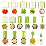 Razatoare Multifunctionala 22 de Piese, pentru Legume si Fructe, cu Functie de Caserola, Lame din Otel Inoxidabil si Maner Protectie Verde Engros
