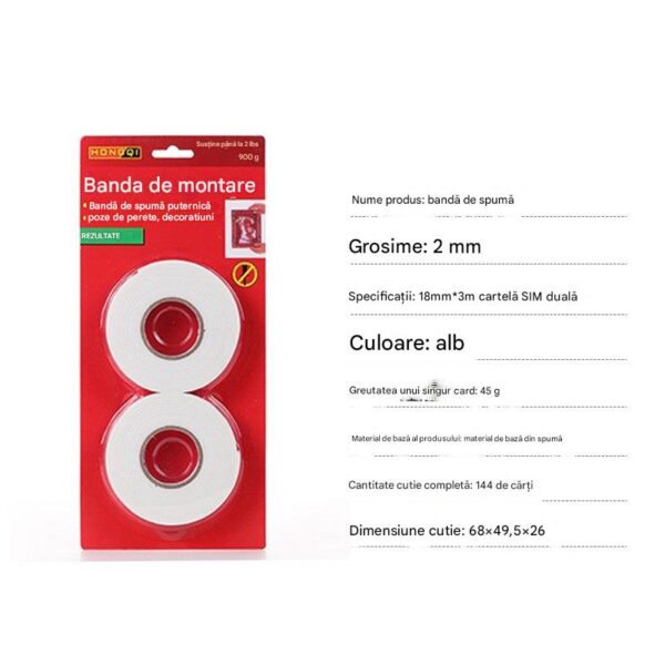 Banda Dublu Adeziva Alba, din Spuma, 2/set Engros - imagine 3