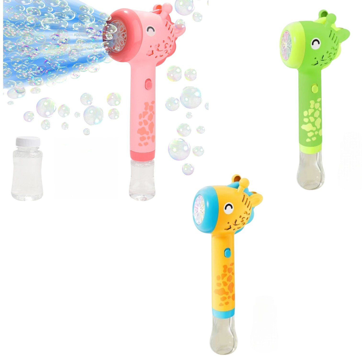 Pistol Automat cu LED 30cm cu Baloane de Sapun, din Plastic Model Girafa Diferite Culori Engros Pistol Automat cu LED 30cm cu Baloane de Sapun, din Plastic Model Girafa Diferite Culori Engros