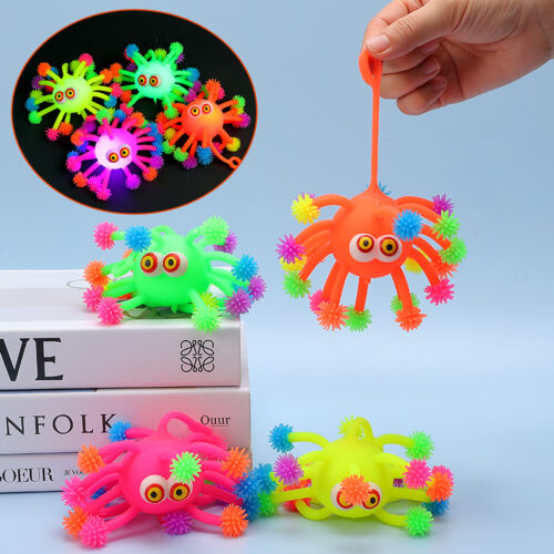 Jucarie Antistres 12/set cu Lumina 8cm din Cauciuc, Diferite Culori Engros