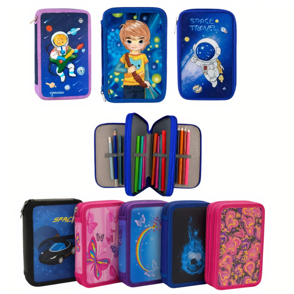 Penar pentru Scoala 19x12cm cu 3 Fermoare, Echipat Diferite Modele Engros