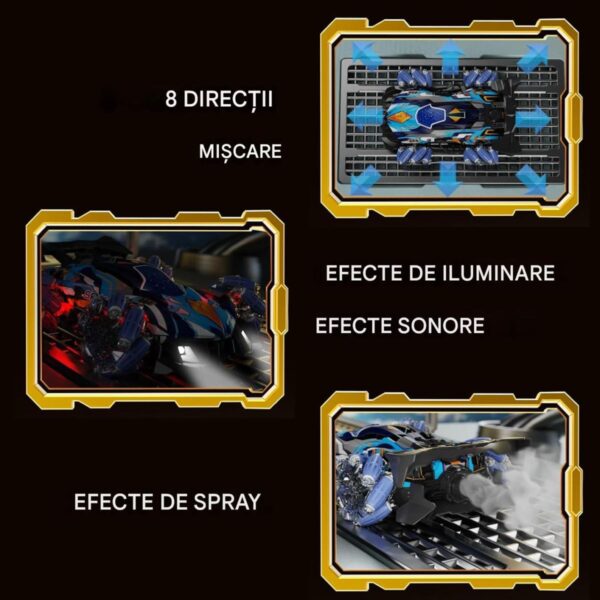 Mașină Electrica 27x18x8.5cm Control prin Telecomandă și Brățară Gesturi, cu Efecte de Lumină Sunet și Spray Diferite Culori Engros