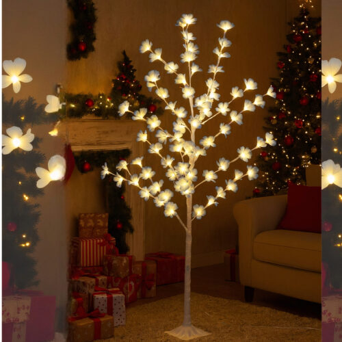 Pom Decorativ 165cm, Brad Artificial de Craciun, Model Crin Albastru cu Lumină LED Alb Cald, pe Suport Plastic, pentru Interior si Exterior Engros
