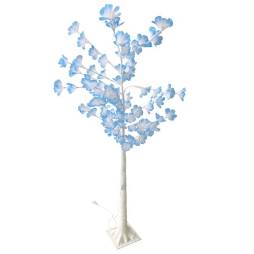 Pom Decorativ 165cm, Brad Artificial de Craciun, Model Crin Albastru cu Lumină LED Alb Cald, pe Suport Plastic, pentru Interior si Exterior Engros