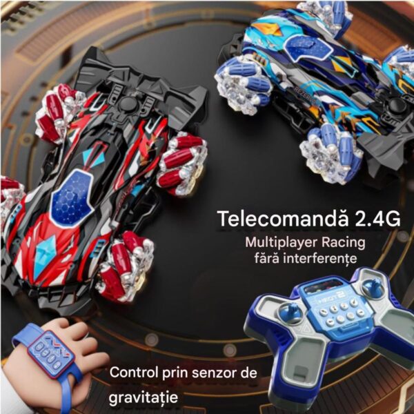 Mașină Electrica 27x18x8.5cm Control prin Telecomandă și Brățară Gesturi, cu Efecte de Lumină Sunet și Spray Diferite Culori Engros