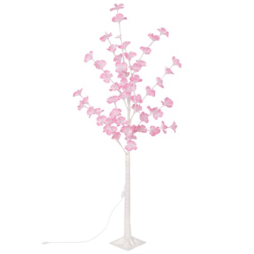 Pom Decorativ 165cm, Brad Artificial de Craciun, cu Lumina LED Alb Cald, Model Floare Roz, pentru Interior si Exterior Engros