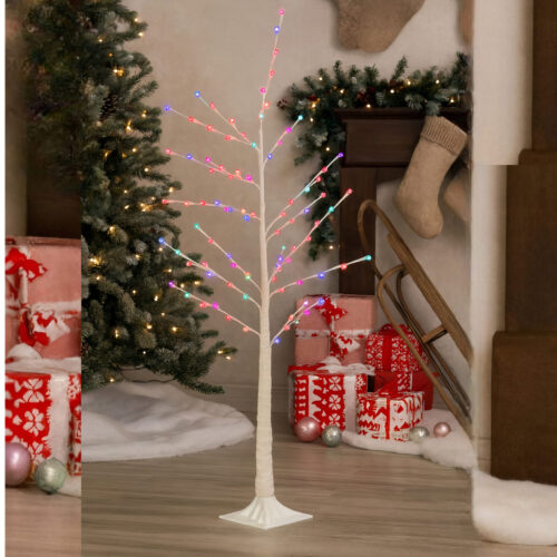 Pom Decorativ 160cm, Brad Artificial de Craciun, cu Beculete Luminoase LED Multicolore, pe Suport Plastic, pentru Interior si Exterior Engros