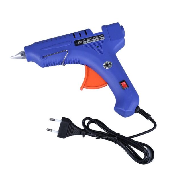 Pistol de Lipit cu Silicon 19x16cm Electric 110–240V, cu Buton Pornit/Oprit si  Duză Metalică de Precizie Albastru Engros