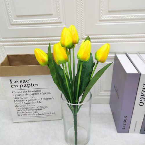 Lalele Artificiale 35cm cu 6 Flori, din Plastic Diferite Culori Engros