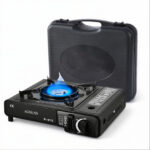 Aragaz Portabil pe Gaz cu 1 Arzător, 25×35 cm Aprindere Integrată, cu Valiză de Transport Camping și Uz Mobil Engros