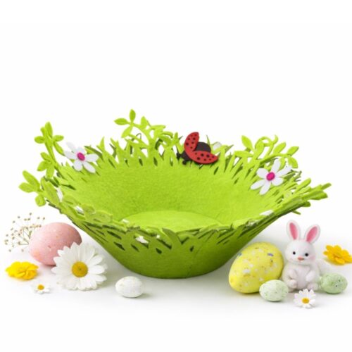 Cos Decorativ pentru Paste, Mic 7.5x18cm Model cu Gaza si Floricele Engros