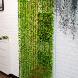 Perdea Decorativa pentru Usa 90x180cm, din Frunze Artificiale cu Bara din Lemn Engros