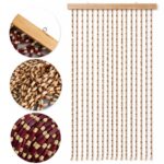 Perdea Decorativă pentru Ușă 90x180cm, din Mărgele din Lemn, cu Bară din Lemn Diferite Culori Engros