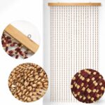 Perdea Decorativă pentru Ușă 90x180cm, din Mărgele din Lemn, cu Bară din Lemn Diferite Culori Engros