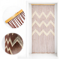 Perdea Decorativă pentru Ușă 90x195cm din Mărgele cu Bară din Lemn, și Agățători Metalice Model Zig-Zag Engros