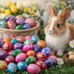 Ouă Decorative de Paște din Lemn 9x7cm, Modele Colorate Lucioase Pictate Engros