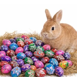 Ouă Decorative Traditionale de Paște din Lemn 9x7cm, Model Floral, Lucioase Diferite Culori Engros 3 Ouă Decorative Traditionale de Paște din Lemn 9x7cm, Model Floral, Lucioase Diferite Culori Engros