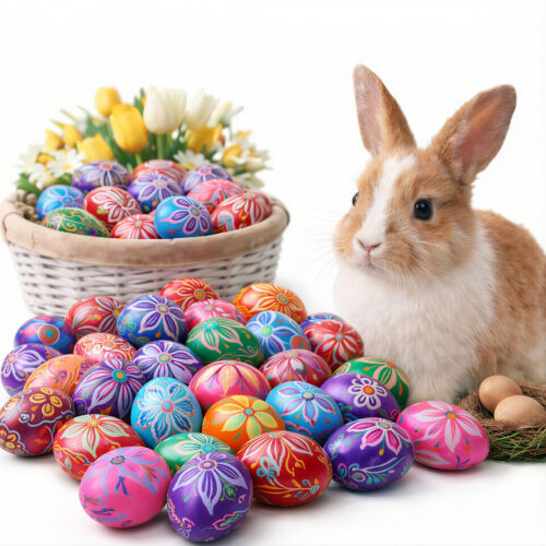 Ouă Decorative Traditionale de Paște din Lemn 9x7cm, Model Floral, Lucioase Diferite Culori Engros