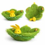 Coș Decorativ de Paște 22x10x10cm, cu Iarbă Artificială, Morcovi Ornamentali, și Iepuraș Engros