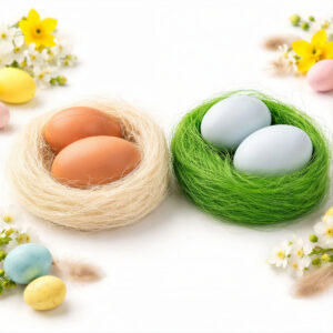 Cuib Decorativ de Paște 14x12cm, cu 2 Ouă Decorative din Plastic 10x8cm, din Iarbă Artificială Engros 1 Cuib Decorativ de Paște 14x12cm, cu 2 Ouă Decorative din Plastic 10x8cm, din Iarbă Artificială Engros