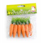 Morcovi Decorativi de Paște 7.5cm, din Poliester 6/set cu Frunze Verzi Engros